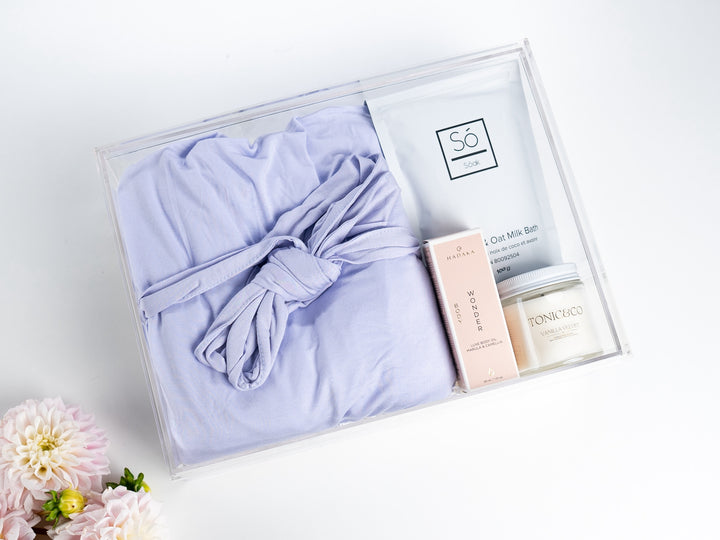 Gift Basket For Mom: Lilac Bamboo Robe Set