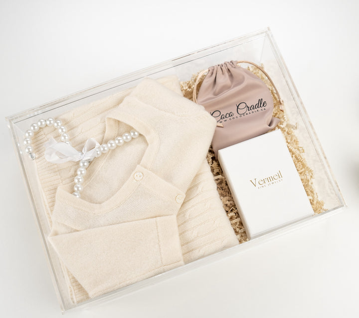 Gift Basket: 100% Cashmere Set & 14K Gold Vermeil Heart Necklace