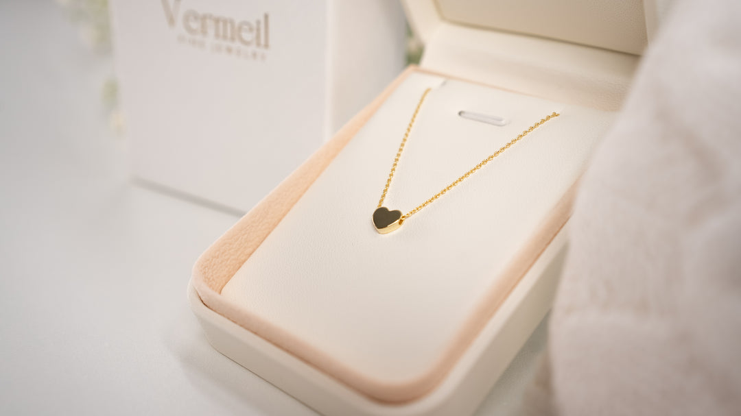 Gift Basket: 14K Gold Vermeil Heart Necklace