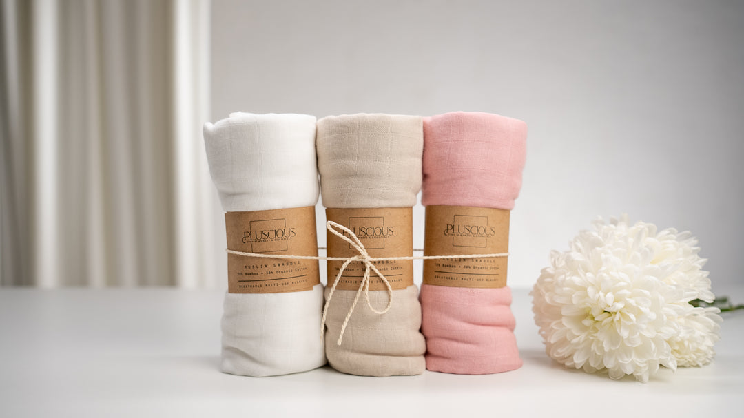 Pink organic swaddle set baby gift