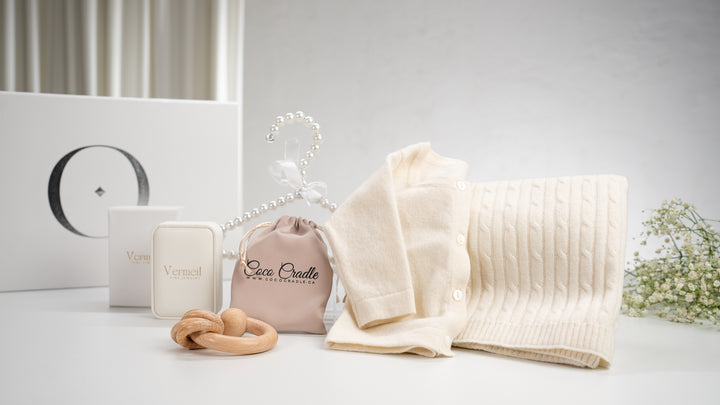 Gift Basket: 100% Cashmere Set & 14K Gold Vermeil Heart Necklace