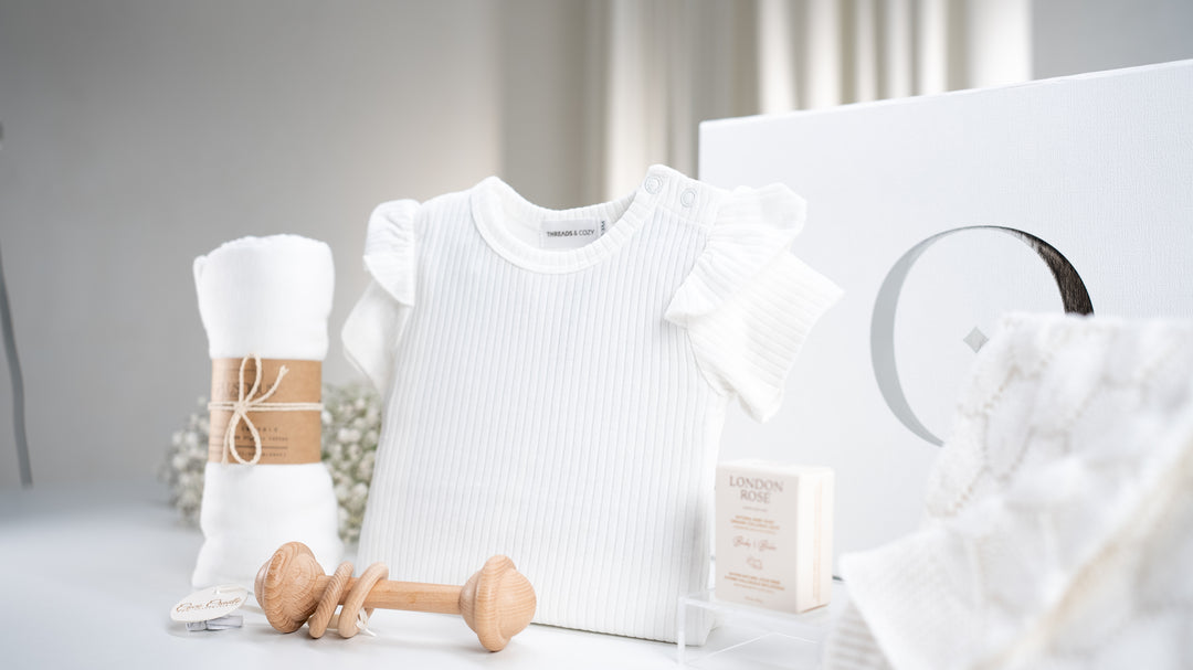 Gift basket with tiny baby essentials