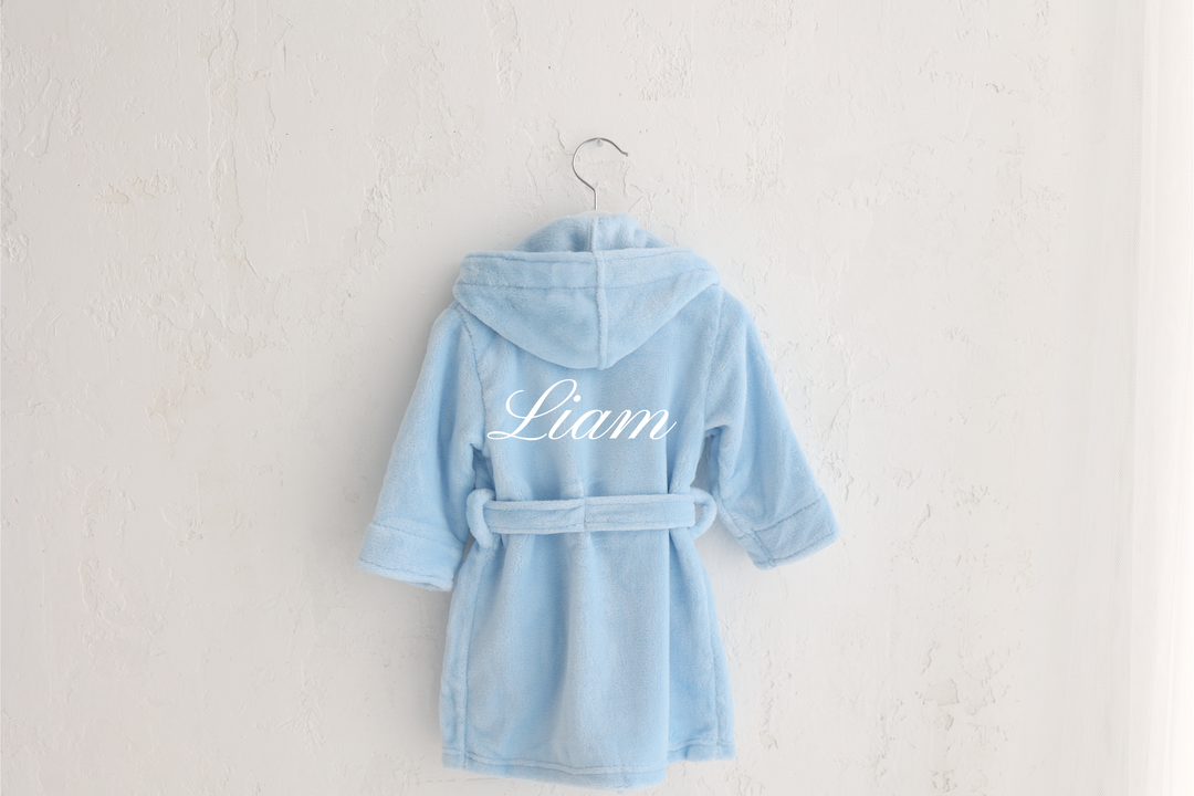 Blue plush robe for baby boy 12-18M