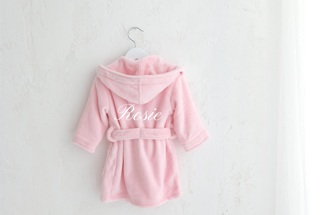 Pink plush robe for baby girl 12-18M