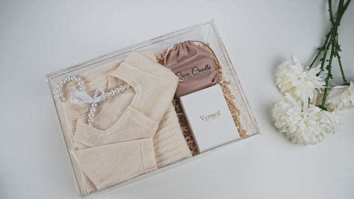 Gift Basket: 100% Cashmere Set & 14K Gold Vermeil Heart Necklace